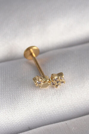 316L Çelik Renk Zirkon Taşlı Model Tragus Piercing