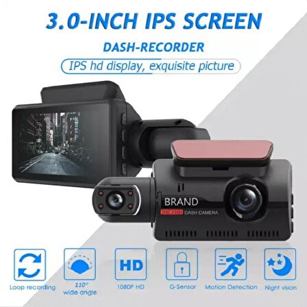 3 inç WiFi 1080P gece görüş Dashcam 170 geniş açı çift Lens arka  DVR IPS ekran araç içi kamera