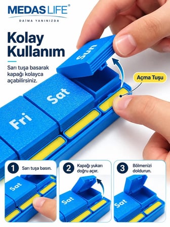 MEDAS LİFE 7 Günlük İlaç Kutusu – Haftalık Hap Düzenleyici 