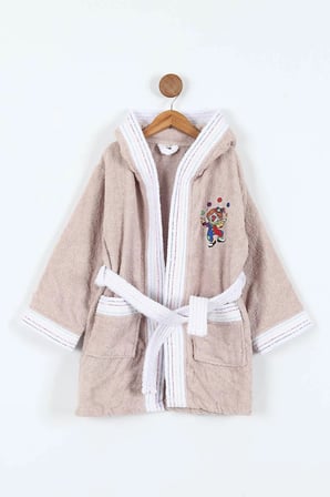Bella Home Palyaço Nakışlı Kapüşonlu Çocuk Bornozu - %100 Cotton - Orijinal Kutulu