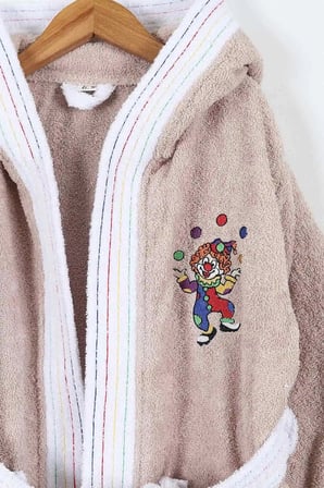Bella Home Palyaço Nakışlı Kapüşonlu Çocuk Bornozu - %100 Cotton - Orijinal Kutulu