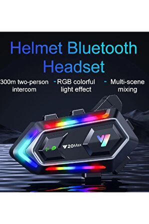 Y20 Max Motosiklet Bluetooth 5.3 Kask Intercom 2 Kişi 300 Metre Eşleşme Özelliklikli