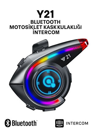 Y21 Bluetooth Motosiklet Kask Kulaklığı – Renkli LED Işıklı, İnterkom Destekli, Yüksek Ses Kalites