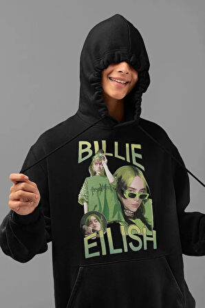 Billie Eilish Baskılı Unisex Oversize Şarkıcı Hoodie