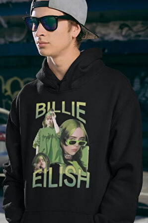 Billie Eilish Baskılı Unisex Oversize Şarkıcı Hoodie