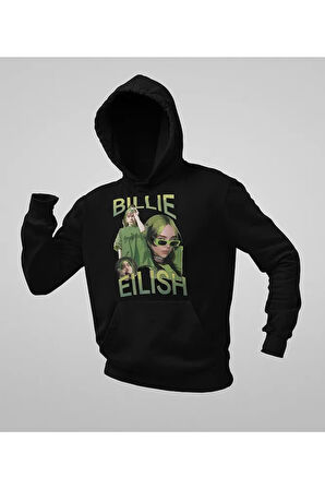 Billie Eilish Baskılı Unisex Oversize Şarkıcı Hoodie