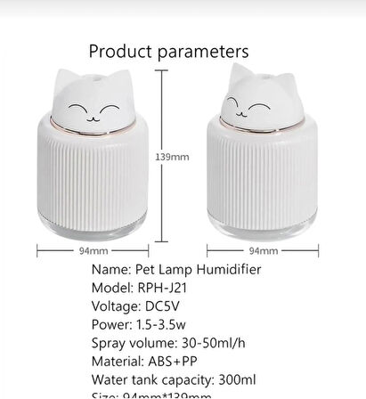 300ml Mini Hava Nemlendirici Aromaterapi Difüzör Sevimli Usb Uçucu Yağ Difüzör 3farklı Renk Gece Lambası
