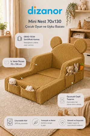 Dizanor Mini Nest 6’sı 1 Arada Modüler Bebek Oyun Parkı, Park Yatak, Beşik, Baza, Oyun Alanı ve Top