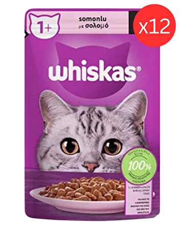 Whiskas Somon Balıklı Yaş Kedi Maması 12 Adet (85gr)