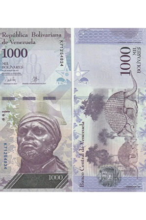 Venezuela 1000 Bolivar Çil Eski Yabancı Kağıt Para