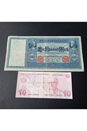 1910 Almanya 100 Mark TEMİZ+/ÇT eski yabancı kağıt para