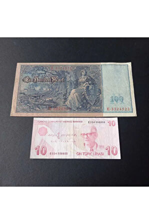 1910 Almanya 100 Mark TEMİZ+/ÇT eski yabancı kağıt para