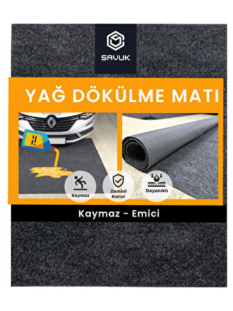 Beylini Kaymaz Yağ Matı Sıvı Geçirmez Emici Araç Altlığı Halısı Antrasit (183X188)