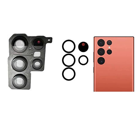 Galaxy S22 Ultra S908 İle Uyumlu Kamera Camı İthal Full Set