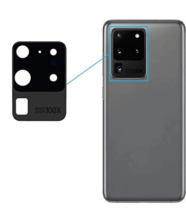 Galaxy S20 Ultra G988b İle Uyumlu Kamera Camı İthal Full Set
