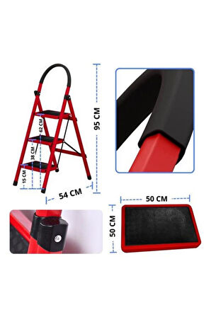 Yakut Serisi - CARNAVAL 3'LÜ EV TİPİ MERDİVEN  Kırmızı