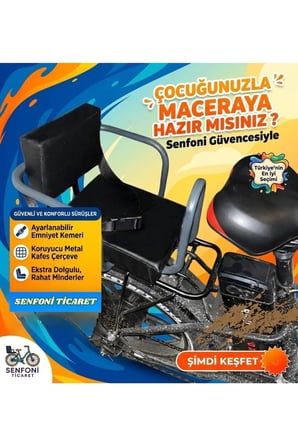 Elektrikli Bisiklet Yan Korumalı Çocuk Koltuğu, Emniyet Kemerli Deri Bisiklet Arka Koltuk