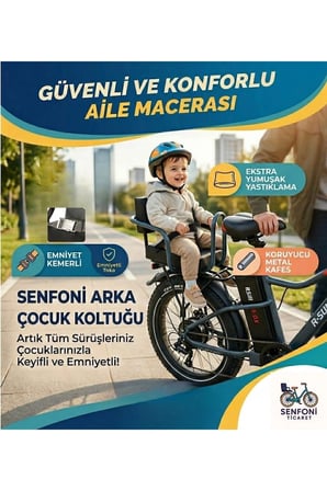 Elektrikli Bisiklet Yan Korumalı Çocuk Koltuğu, Emniyet Kemerli Deri Bisiklet Arka Koltuk