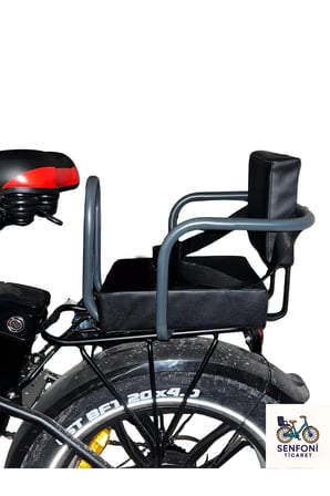 SKYJET Elektrikli Bisiklet Yan Korumalı Çocuk Koltuğu, Emniyet Kemerli Deri Bisiklet Arka Koltuk