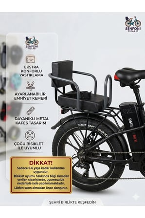 OLA Elektrikli Bisiklet Yan Korumalı Çocuk Koltuğu, Emniyet Kemerli Deri Bisiklet Arka Koltuk