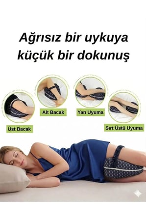 Ortopedik Bacak Arası Diz Yastığı Yan Yatanlar İçin Ergonomik Visco Uyku Minderi Lastikli