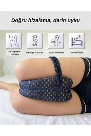 Ortopedik Bacak Arası Diz Yastığı Yan Yatanlar İçin Ergonomik Visco Uyku Minderi Lastikli