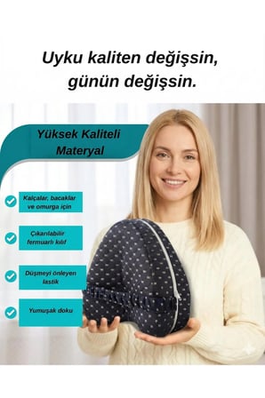 Ortopedik Bacak Arası Diz Yastığı Yan Yatanlar İçin Ergonomik Visco Uyku Minderi Lastikli