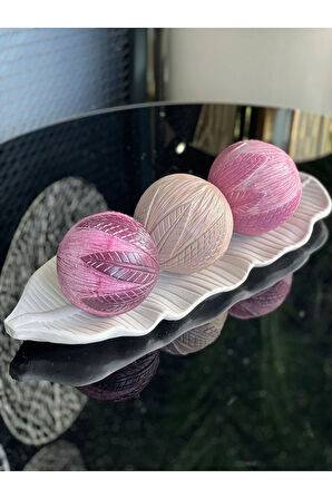 3 Top Yaprak Tepsi Dekor Set No:20