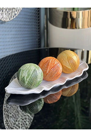 3 Top Yaprak Tepsi Dekor Set No:23