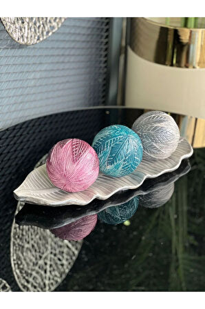 3 Top Yaprak Tepsi Dekor Set No:11