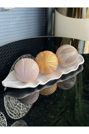 3 Top Yaprak Tepsi Dekor Set No:14