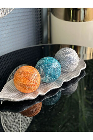 3 Top Yaprak Tepsi Dekor Set No:16