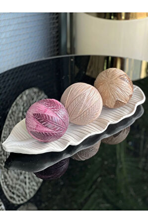 3 Top Yaprak Tepsi Dekor Set No:17