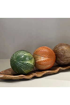 3 Top Yaprak Tepsi Dekor Set No:1