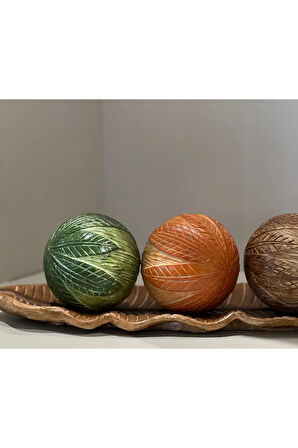 3 Top Yaprak Tepsi Dekor Set No:1