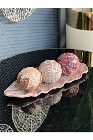 3 Top Yaprak Tepsi Dekor Set No:26