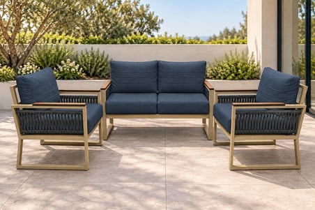 Yasemin 2+1+1 Rattan İp Detaylı Balkon-bahçe-kafe,çay Seti,koltuk Takımı,oturma Grubu,ofis Koltuğu