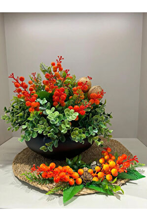 Kokinalı Yassı Vazo Supla Hediyeli/Turuncu