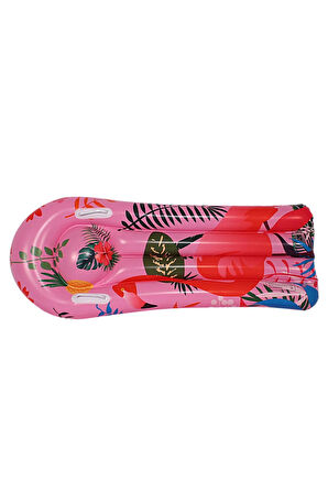Pembe Renk, Çocuk Deniz, Havuz Surf Yatağı 110x45 Cm Flamingo Desenli
