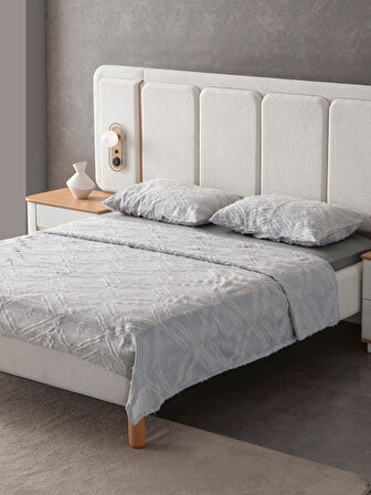 Anna Delux Çift Kişilik Çok Amaçlı Yatak Örtüsü Seti Gri Pamuk Nevresim Takımı Günlük 220x240