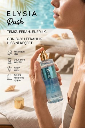 ELYSIA Rush & Aqua Kiss & Bomshell 3’lü Kadın Vücut Spreyi Seti 250 ml x3 – Yazlık Ferah Seri