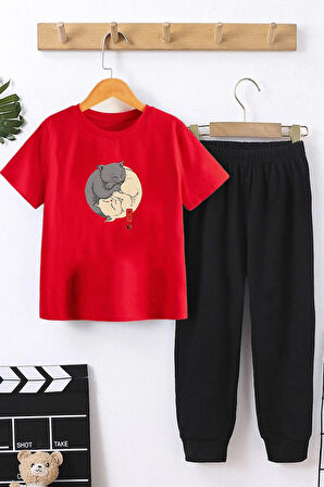 Uyguntarz Çocuk Kedi Alt - Üst Eşofman Takımı