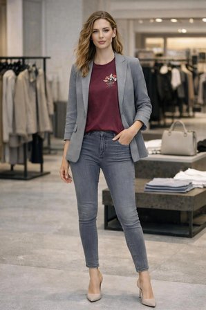 Tshirt Nakış İşlemeli Demet Çiçek- PENYE-Bordo