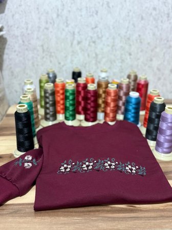 Sweat Nakış İşlemeli Kanaviçe Serisi - Bordo