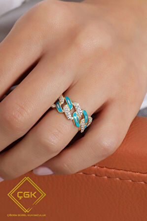 Turkuaz Mineli Gurmet Altın Yüzük