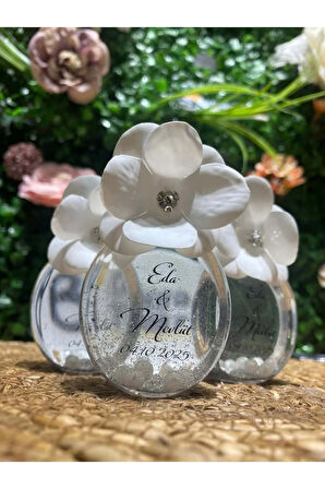 İncili ve Simli Hediyelik Kolonya Söz, Nişan, Nikah, Düğün, Kına 10 Adet