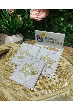 İncili Yıldız Anahtarlık Söz, Nişan, Nikah, Düğün, Kına 15 Adet