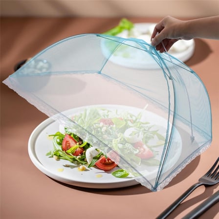 Gıda Koruyucu Şemsiye 65x65 cm Yiyecek Sinek Koruyucu Tül Cibinlik Pratik Katlanabilir Masa Üstü Koruma