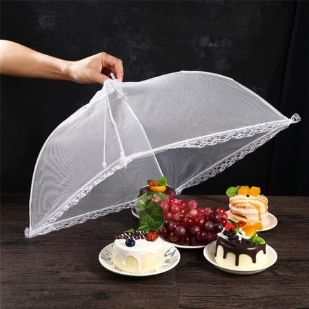 Gıda Koruyucu Şemsiye 65x65 cm Yiyecek Sinek Koruyucu Tül Cibinlik Pratik Katlanabilir Masa Üstü Koruma