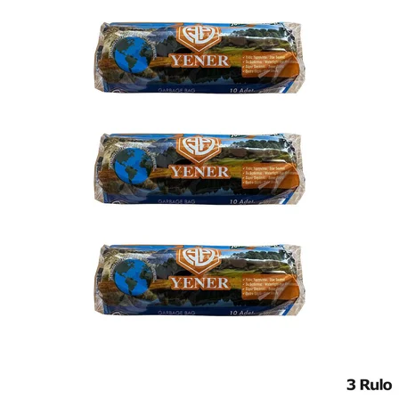 Yener Endüstriyel Jumbo Çöp Torbası Poşeti - 2 Kat - Siyah - 400 Gr. - 80x110 Cm. -10 Adetlik 3 Rulo